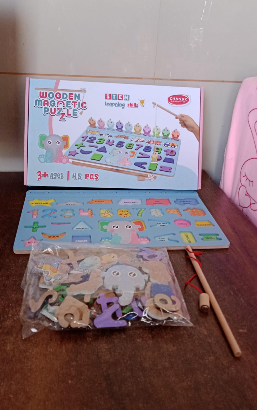 Wooden Number Puzzle Match Board and magnetic rod Wooden Number Puzzle Match Board and magnetic rod